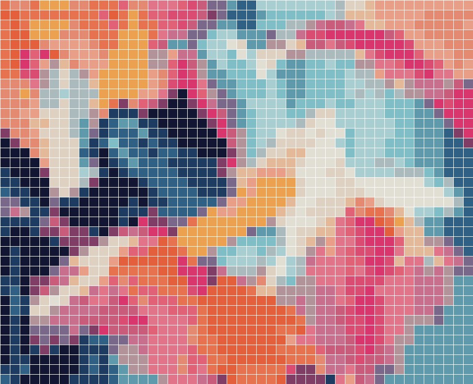 Abstract brushwork · 48 wide · 24 colors